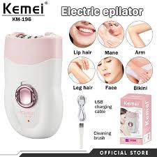 جهاز إزالة الشعر Kemei 196 الأصلي - نعومة فورية في أي وقت ومكان (شحن USB)