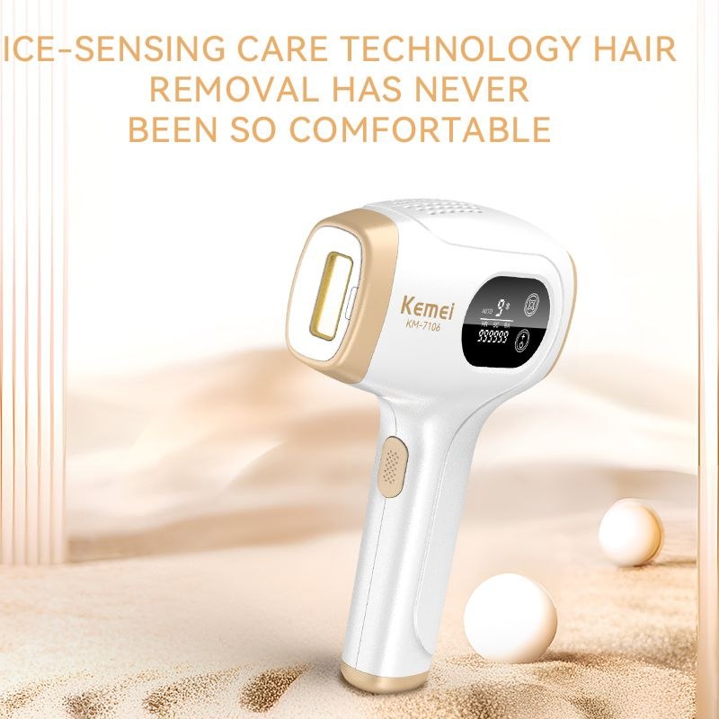 جهاز كيمي 7106 (Kemei KM-7106) لإزالة الشعر بتقنية IPL والتبريد الجليدي - لبشرة ناعمة بدون ألم